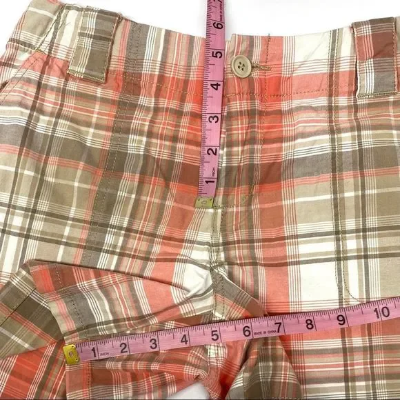 St John’s Bay plaid shorts coral tan wht 6 petite - Picture 8 of 11
